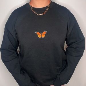 NWT Butterfly Crewneck Fleece Black Sweater
